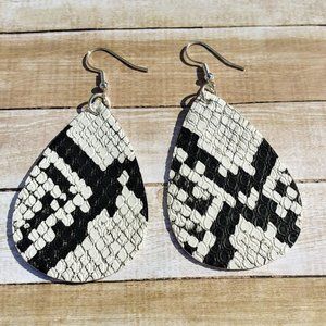 Snake Skin Faux Leather Earrings